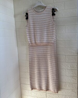 Conjunto de Falda Larga y Top de Punto Beige | Look 2 Piezas