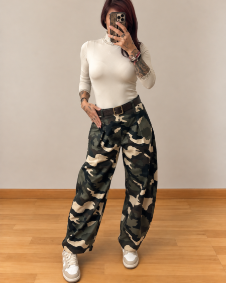 Pantalón Camuflaje con Cinturón – Talla Única