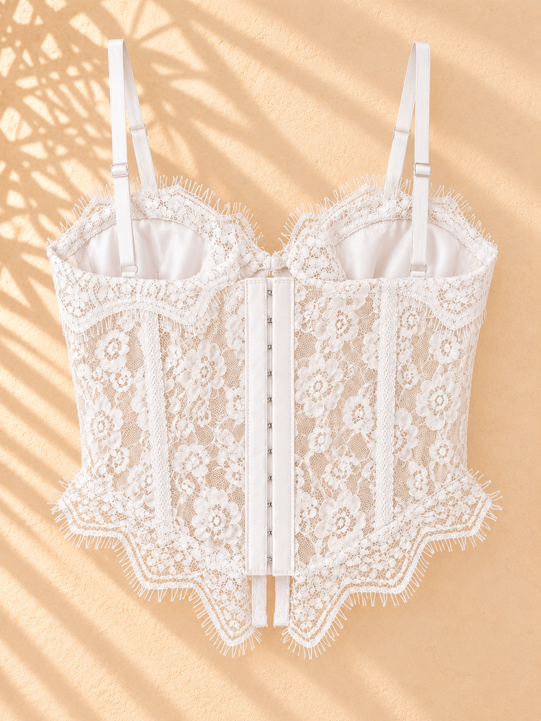 Corset de encaje floral burdeos con copas - Imagen 3