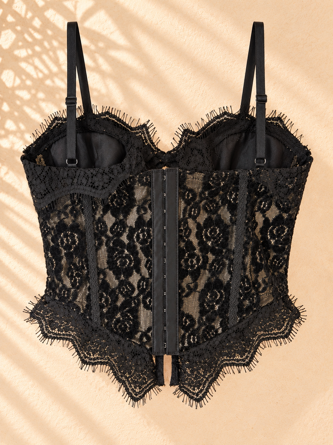 Corset de encaje floral burdeos con copas - Imagen 2