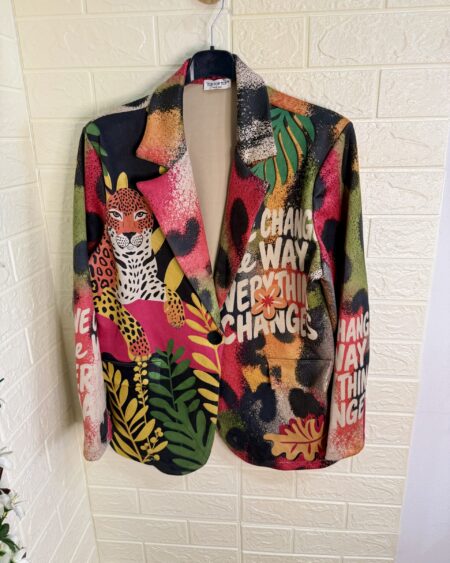 Blazer de Terciopelo Leopardo Multicolor | Estilo Único