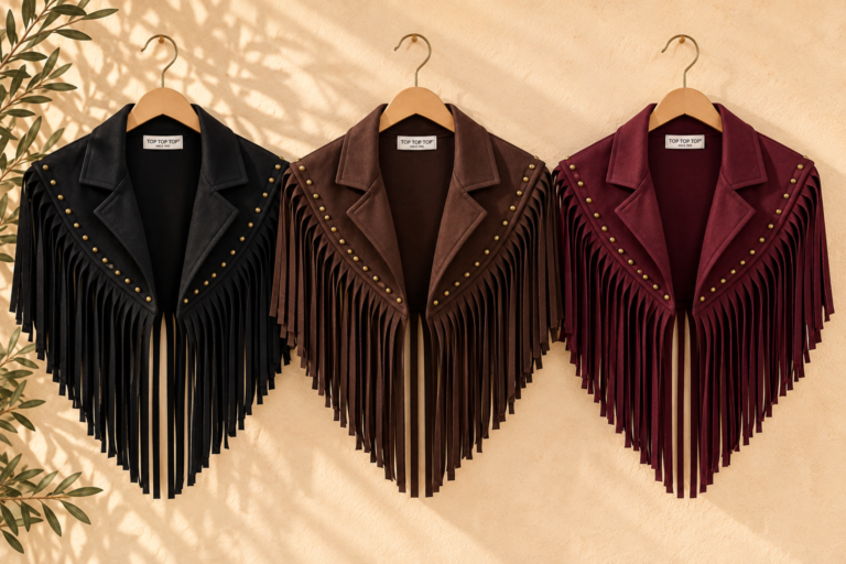 Trío de chaquetas boho con flecos
