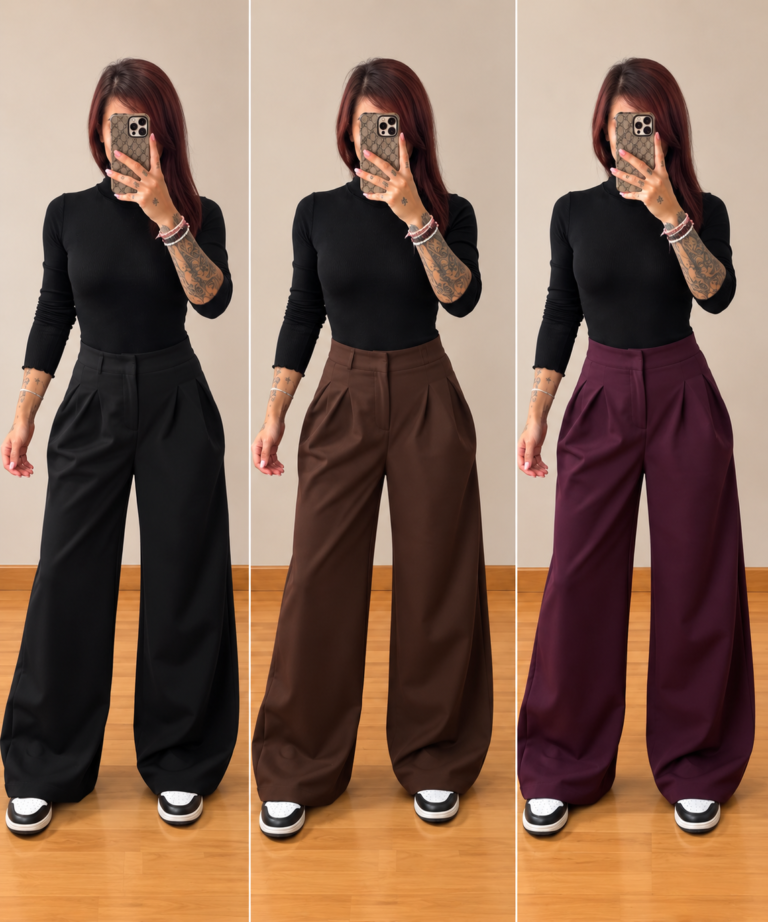 Tríptico de pantalones sastre coloridos
